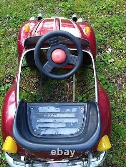 Vintage VW Red Beetle Junior Sportster Metal Pedal Car TS-110 Rare and works