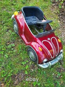 Vintage VW Red Beetle Junior Sportster Metal Pedal Car TS-110 Rare and works