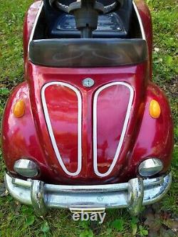 Vintage VW Red Beetle Junior Sportster Metal Pedal Car TS-110 Rare and works