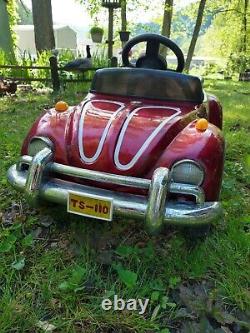 Vintage VW Red Beetle Junior Sportster Metal Pedal Car TS-110 Rare and works