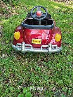 Vintage VW Red Beetle Junior Sportster Metal Pedal Car TS-110 Rare and works