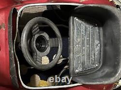 Vintage VW Red Beetle Junior Sportster Metal Pedal Car WS Has Crack & 1? Missing