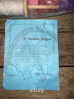 Vintage White Bird Kites handmade in the USA Rainbow Dragon 35