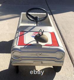 Vintage White Metal AMF Pedal Car, Custom Collectible Pepsi Cola Car