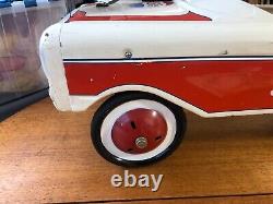 Vintage White Metal AMF Pedal Car, Custom Collectible Pepsi Cola Car