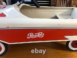 Vintage White Metal AMF Pedal Car, Custom Collectible Pepsi Cola Car