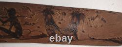 Vintage Wooden Boomerang 18in Carved Australia Tribal Ethnic Collectible Signed