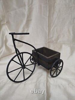 Vintage Wrought Iron Tricycle Bike With Large Wooden Basket Z22