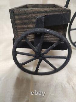 Vintage Wrought Iron Tricycle Bike With Large Wooden Basket Z22