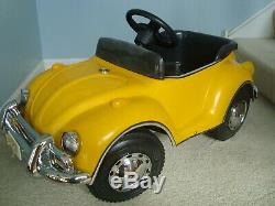 Vintage Yellow 1970's VW Volkswagen Bug Beetle JUNIOR Sportsters Pedal Car Nice