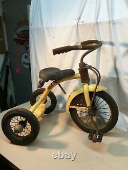 Vintage Yellow Metal Child's Tricycle Bicycle 1940's SCHWINN BIKES