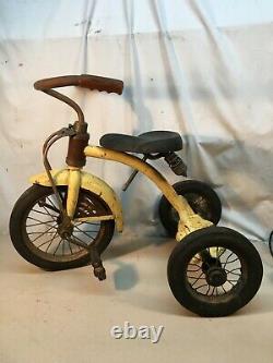 Vintage Yellow Metal Child's Tricycle Bicycle 1940's SCHWINN BIKES