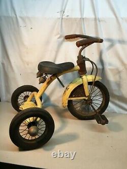 Vintage Yellow Metal Child's Tricycle Bicycle 1940's SCHWINN BIKES