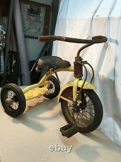 Vintage Yellow Metal Child's Tricycle Bicycle 1940's SCHWINN BIKES