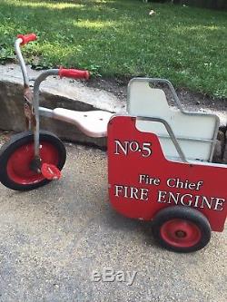 Vintage antique tricycle Fire Chief Fire Engine No 5 kids bikes collectible toys