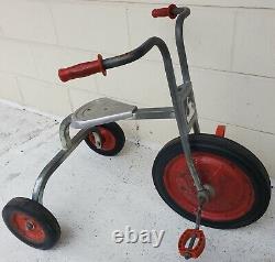 Vtg 1960's Angeles 15 Big Wheel Tricycle Trike Skater Bike Solid Cast Steel LA