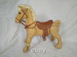 Vtg 1960's Marx Marvel the Mustang Riding Horse on Wheels Real-feel Ride