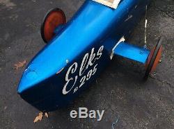 Vtg 60s ELKS CLUB 203 Vintage Soap Box Derby Car Blue Metal Flake Paint