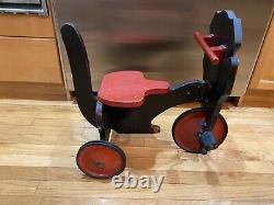 Vtg Dog Ride On Wooden Child's Trike Possibly One Of A Kind Antique /no Shipping