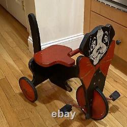 Vtg Dog Ride On Wooden Child's Trike Possibly One Of A Kind Antique /no Shipping