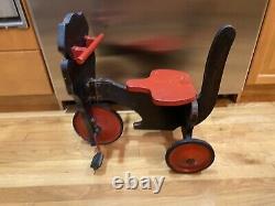 Vtg Dog Ride On Wooden Child's Trike Possibly One Of A Kind Antique /no Shipping