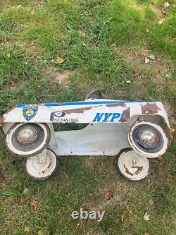 Vtg Full Size Rusty Dipside Nypd Pedal Car To Restore, Great Project Car! Read