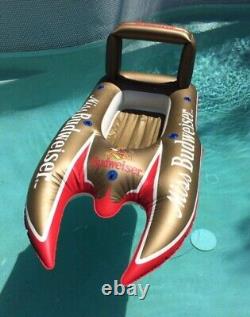 Vtg. MISS BUDWEISER Hydro Foil Boat Inflatable 1987. NEW. Gold/Red