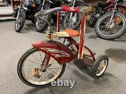 Vtg Murray Tricycle Red Double Step Skirted Fender Streamers Bicycle Kids Surviv