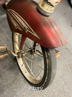 Vtg Murray Tricycle Red Double Step Skirted Fender Streamers Bicycle Kids Surviv