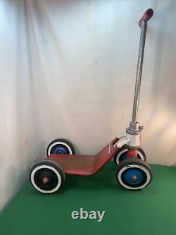 Vtg RARE 50-60's AMF Junior WEE SCOOTER Red Riding Skate Child's Wagon Toy