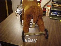 Vtg. RARE Expert Toy C0. Ride-on Horse Plush Wooden Steering Metal Frame USA N. Y