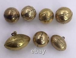 Vtg Sports Charms Gold Filled Football Basketball -&bowling 7 Pc (i1280)
