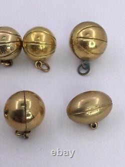 Vtg Sports Charms Gold Filled Football Basketball -&bowling 7 Pc (i1280)