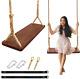 Wooden Swing, Seat 24X 8X 1.2,500Lbs, Adjustable Hemp Rope & Extension Tree Stra